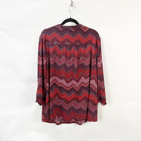 Cato 3X Plus Womens Red Print Boho Popover Blouse Top - Picture 6 of 7